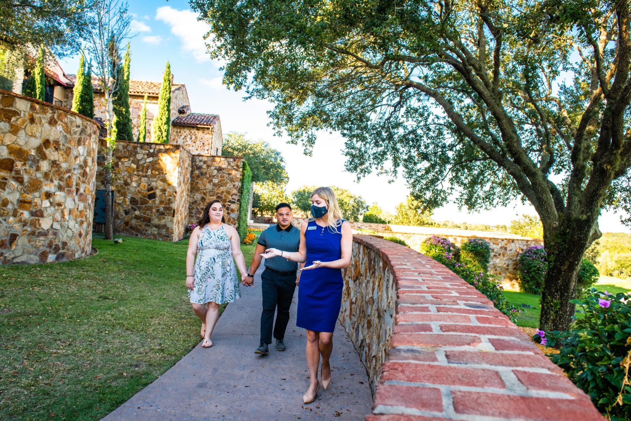 Couple walking on a tour