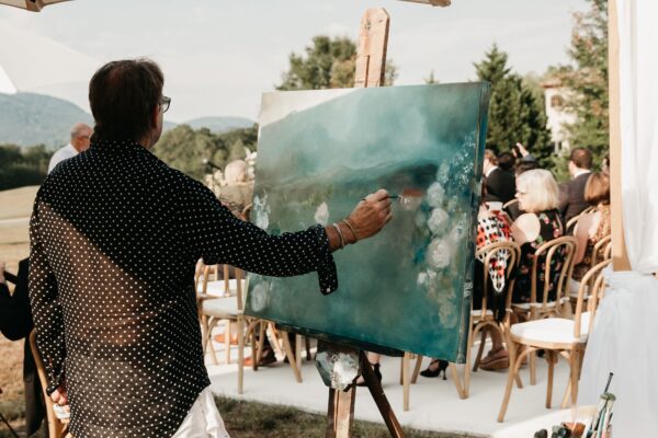 Painter painting on an easel