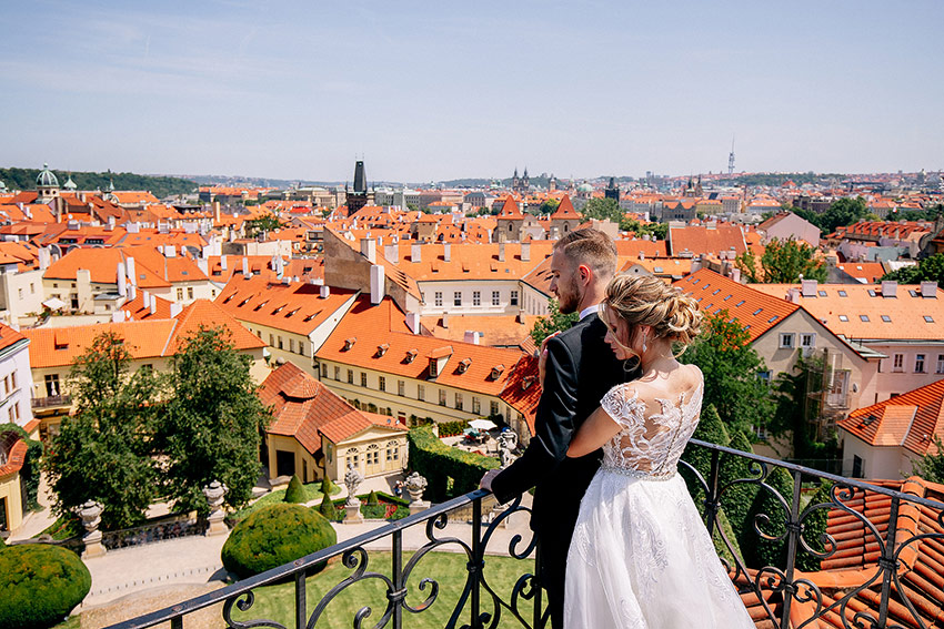 Couple overlooking city