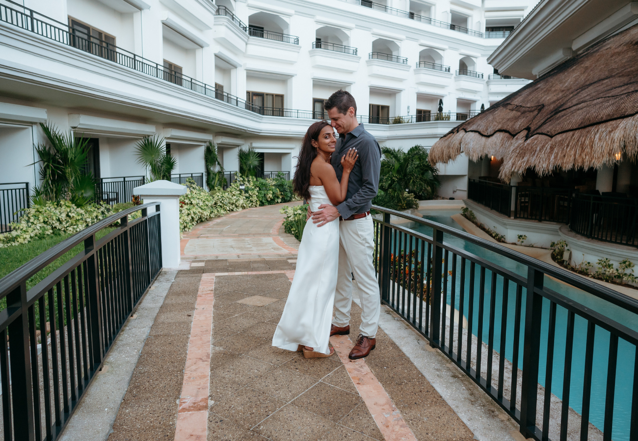 Indian destination wedding ceremony in Playa del Carmen with oceanfront backdrop