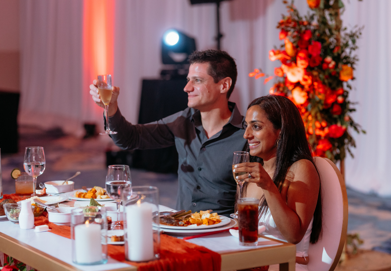 Destination wedding reception with dancing and celebration in Mexico