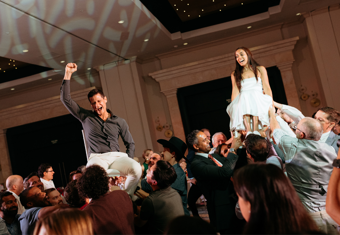 Guests celebrating during an Indian destination wedding weekend in Mexico